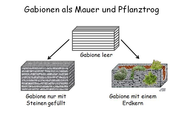 Verwendung von Gabionen im Gartenbau